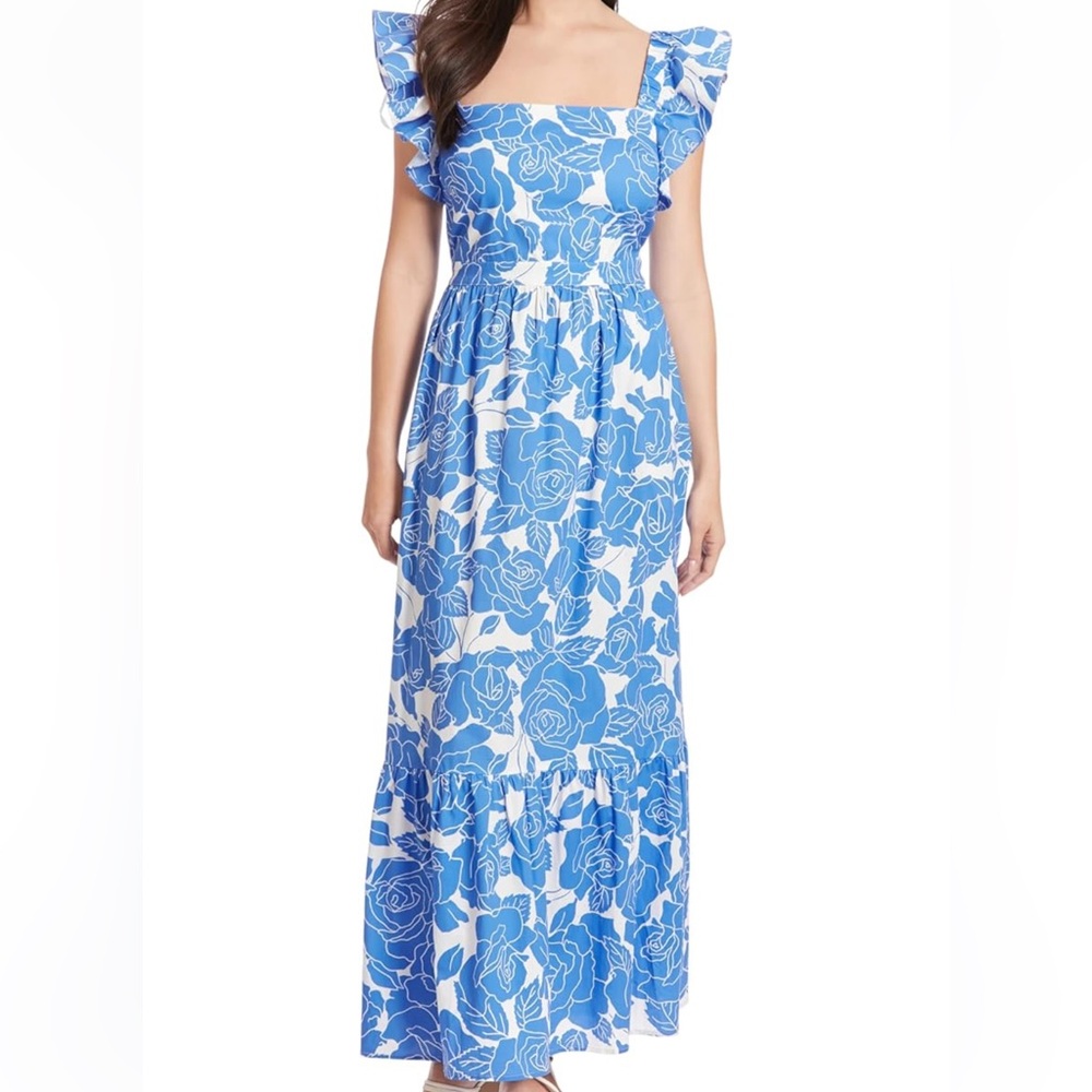 London Times Blue Floral Maxi Dress - size 6